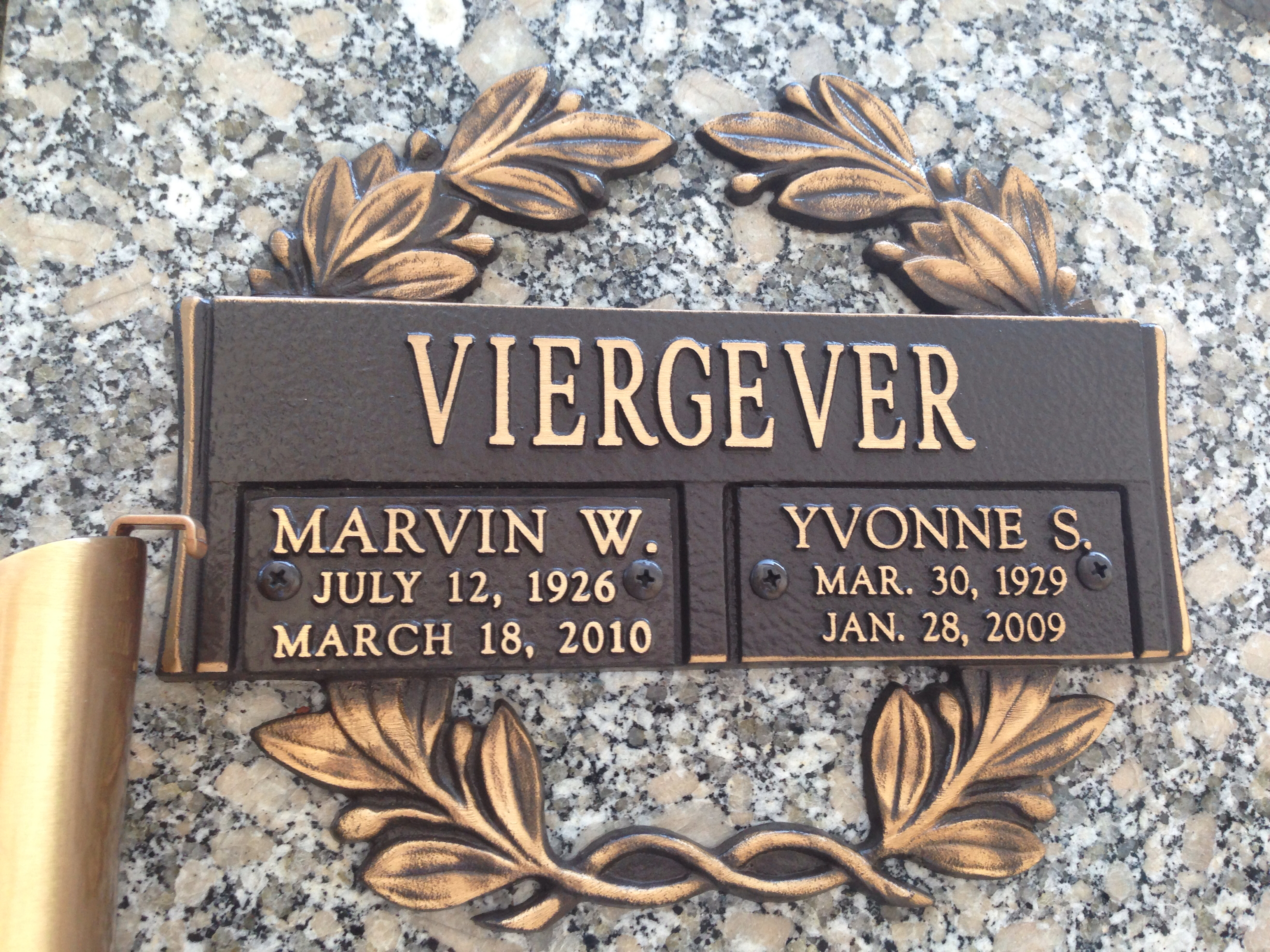Marvin Wayne Viergever 1926-2010 and Yvonne Shirley -Bonnie- Reeves 1929-2009